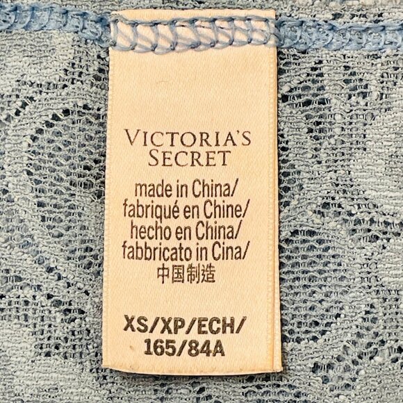 Vtg Y2K Victorias Secret Lace Babydoll Mini Slip Dress XS Blue Fairy Coquette - Picture 7 of 7